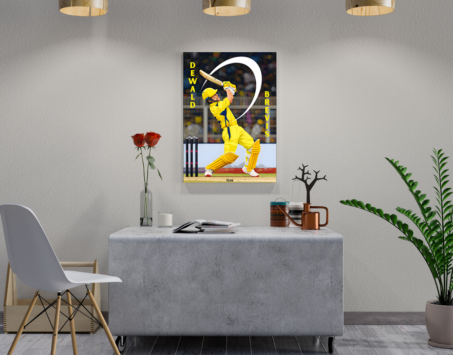 "DEWALD BREVIS: CRICKET FANSHIP" -Shiny & Sturdy Metallic Poster Art That Pops & Sticks