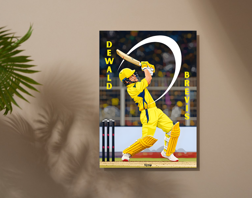 "DEWALD BREVIS: CRICKET FANSHIP" -Shiny & Sturdy Metallic Poster Art That Pops & Sticks