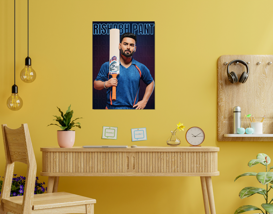 "RISHABH PANT: CRICKET FANDOM" -Shiny & Sturdy Metallic Poster Art That Pops & Sticks