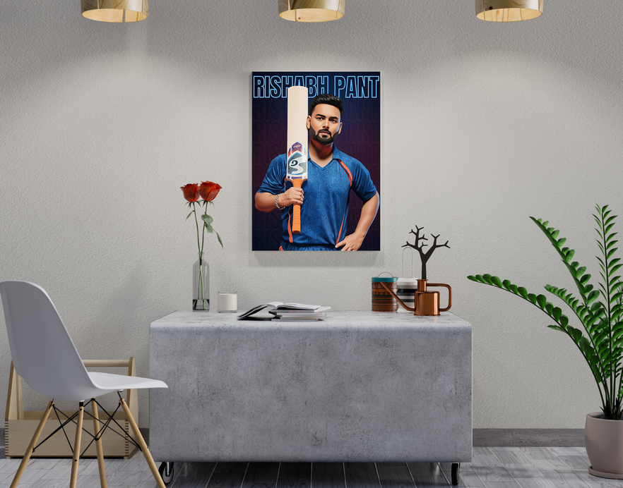 "RISHABH PANT: CRICKET FANDOM" -Shiny & Sturdy Metallic Poster Art That Pops & Sticks