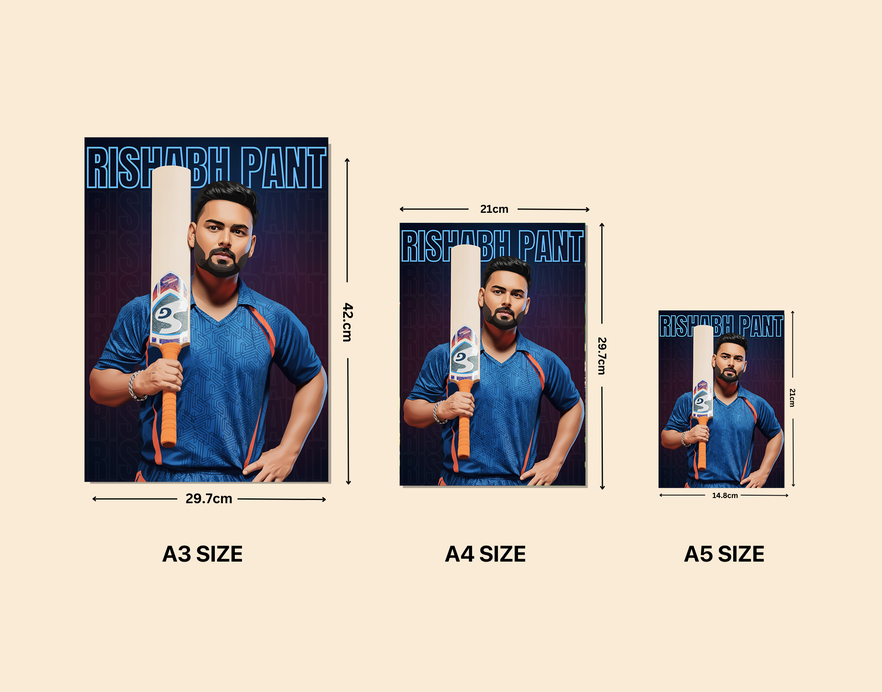 "RISHABH PANT: CRICKET FANDOM" -Shiny & Sturdy Metallic Poster Art That Pops & Sticks