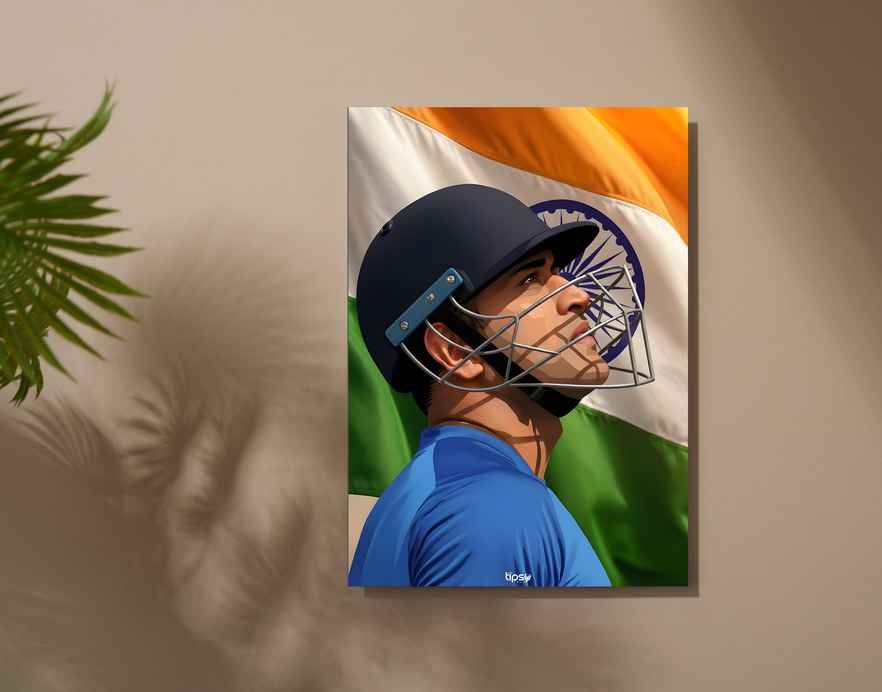"CAPTAIN MAHENDRA SINGH DHONI " -Shiny & Sturdy Metallic Poster Art That Pops & Sticks
