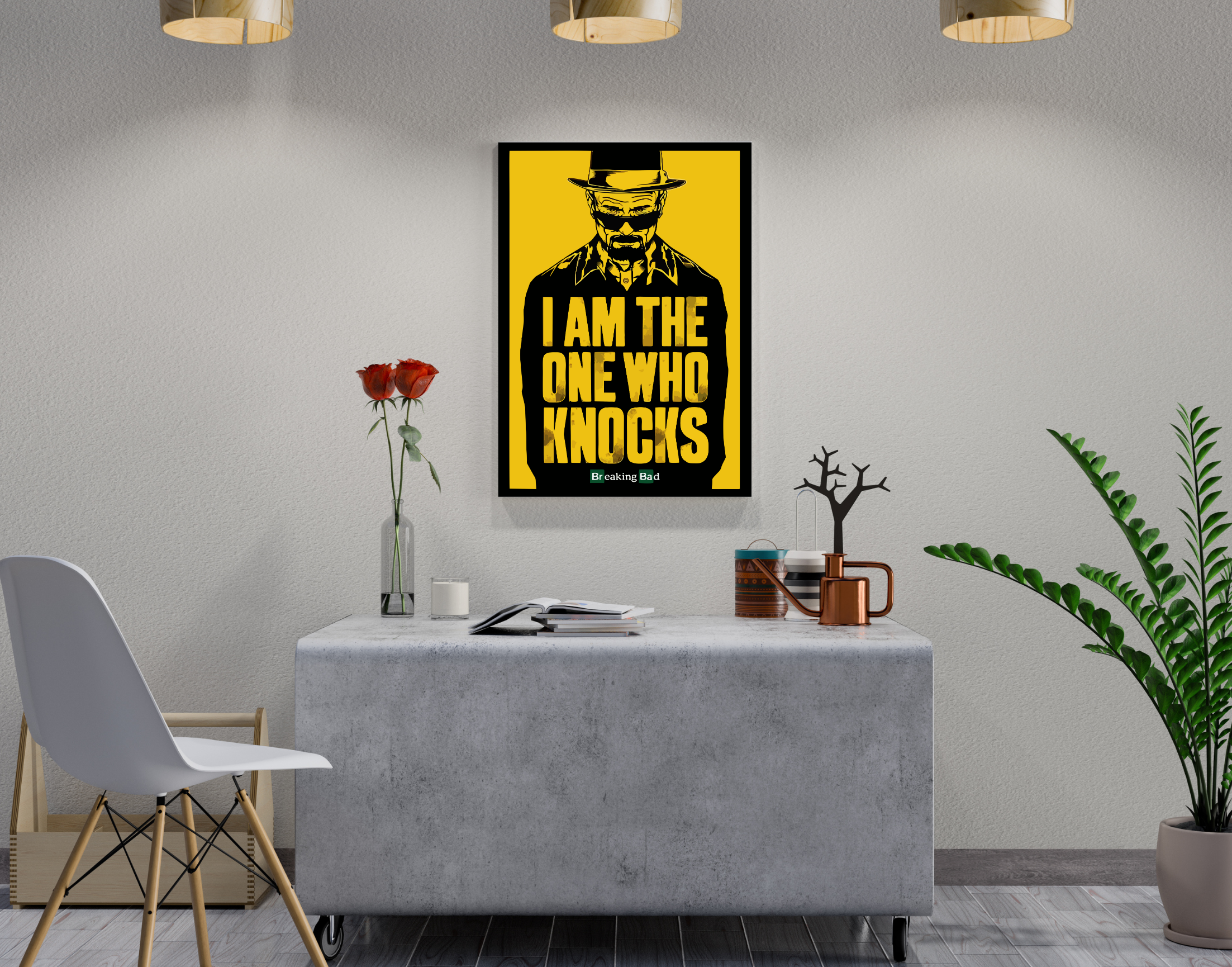 "WALTER WHITE-KNOCKS:BREAKING BAD"- Shiny & Sturdy Metallic Poster Art That Pops & Sticks (Literally!)