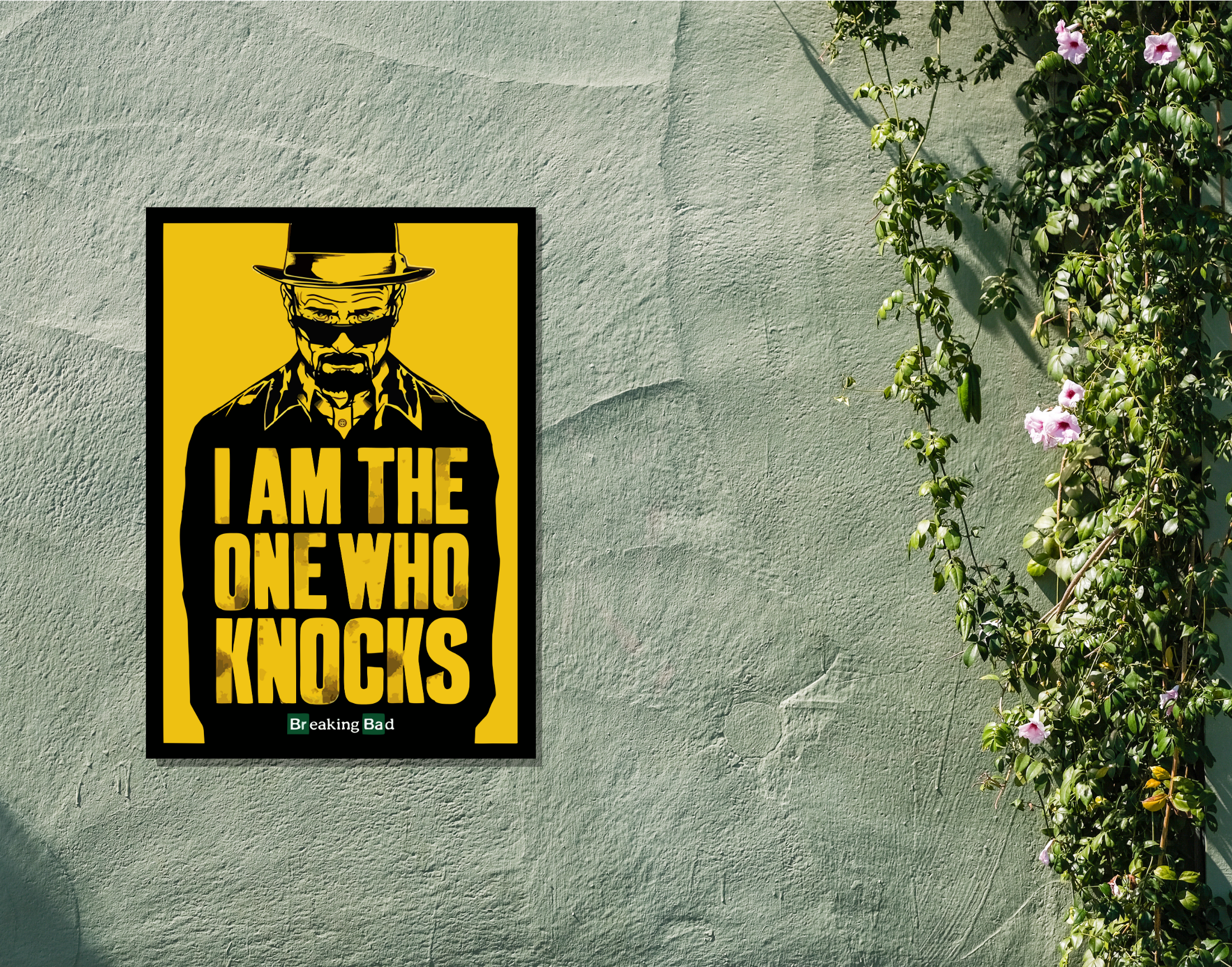 "WALTER WHITE-KNOCKS:BREAKING BAD"- Shiny & Sturdy Metallic Poster Art That Pops & Sticks (Literally!)