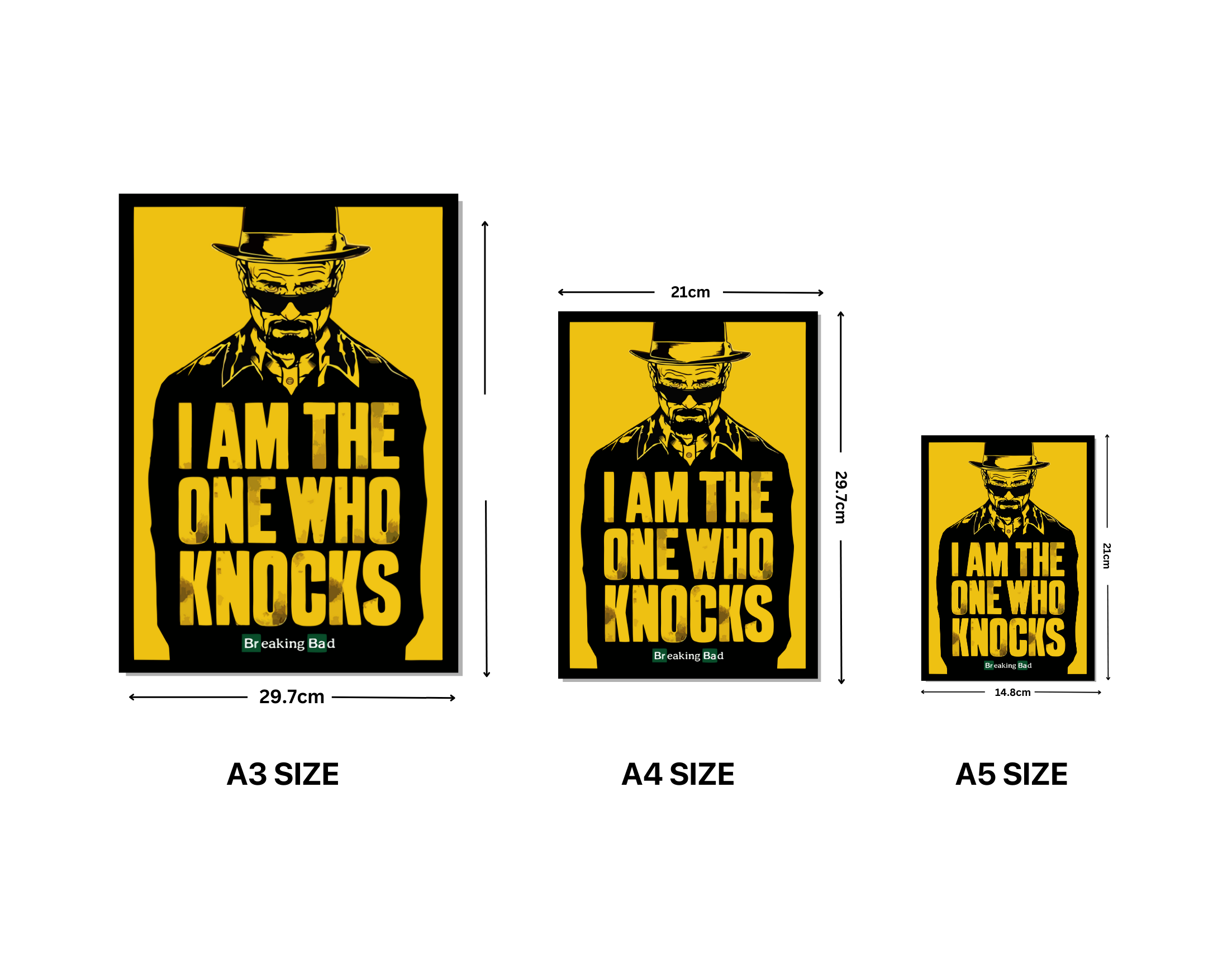 "WALTER WHITE-KNOCKS:BREAKING BAD"- Shiny & Sturdy Metallic Poster Art That Pops & Sticks (Literally!)