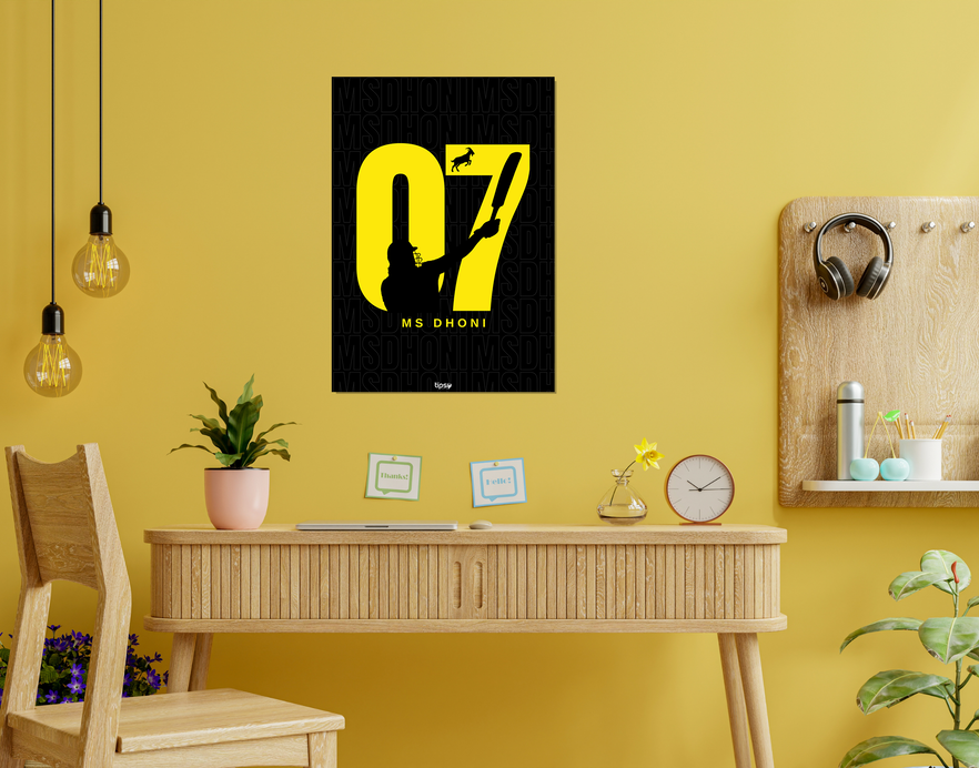 "GOAT 07 MS DHONI" -Shiny & Sturdy Metallic Poster Art That Pops & Sticks