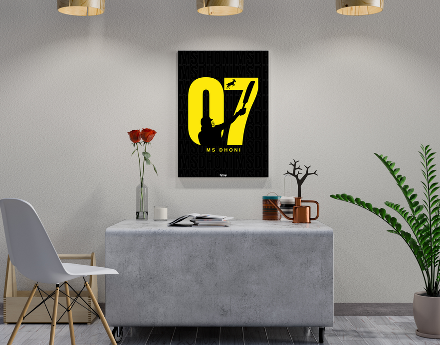"GOAT 07 MS DHONI" -Shiny & Sturdy Metallic Poster Art That Pops & Sticks