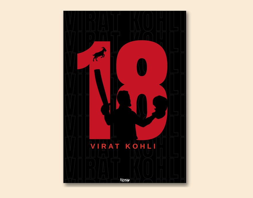 "GOAT 18 VIRAT KOHLI" -Shiny & Sturdy Metallic Poster Art That Pops & Sticks