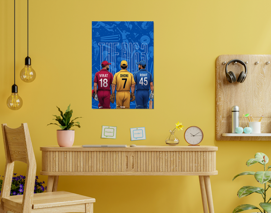 "CRICKET FANBASE: THE BIG 3" -Shiny & Sturdy Metallic Poster Art That Pops & Sticks