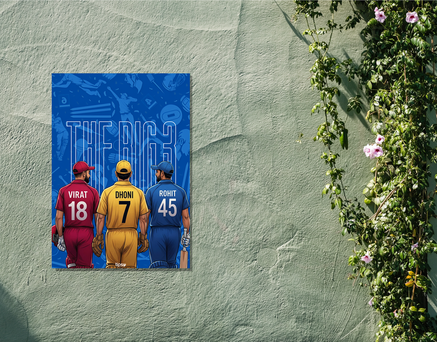 "CRICKET FANBASE: THE BIG 3" -Shiny & Sturdy Metallic Poster Art That Pops & Sticks