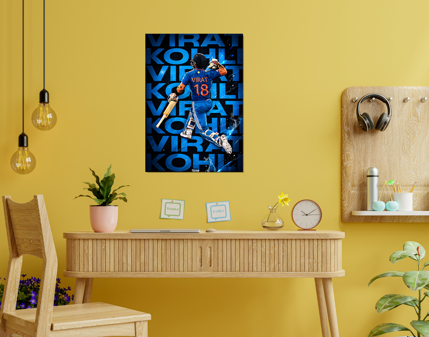 "RUN MACHINE VIRAT KOHLI CRICKET FANSHIP" -Shiny & Sturdy Metallic Poster Art That Pops & Sticks
