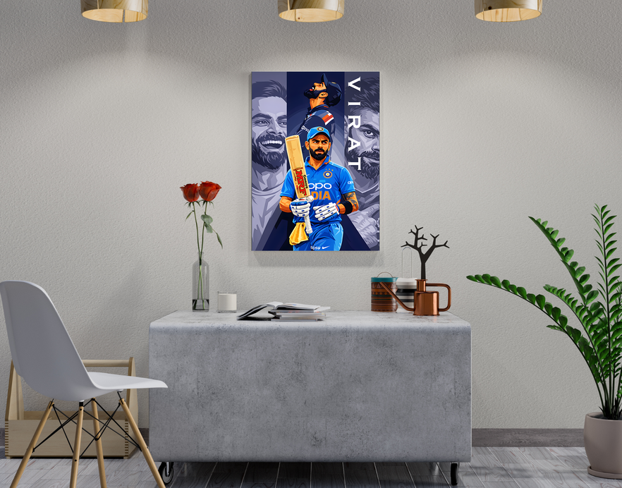 "MASTER BLASTER VIRAT KOHLI CRICKET FANDOM" -Shiny & Sturdy Metallic Poster Art That Pops & Sticks