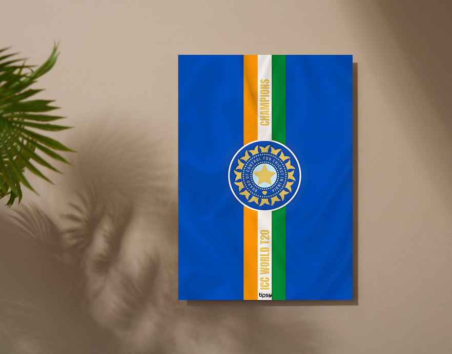 "INDIA ICC WORLD T20 CHAMPIONS: CRICKET FANDOM" -Shiny & Sturdy Metallic Poster Art That Pops & Sticks
