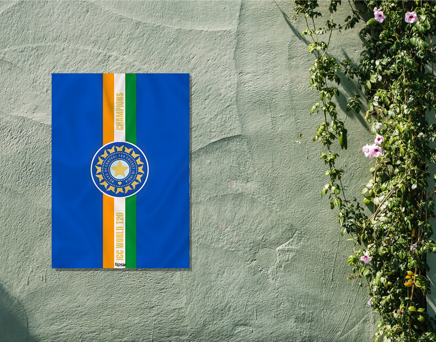 "INDIA ICC WORLD T20 CHAMPIONS: CRICKET FANDOM" -Shiny & Sturdy Metallic Poster Art That Pops & Sticks