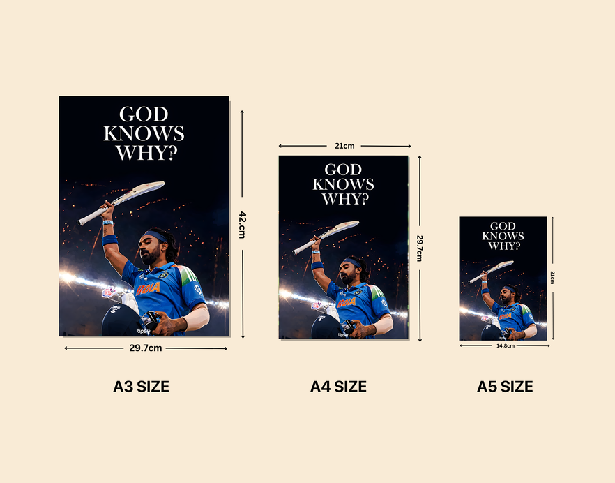 "KL RAHUL-God Know Why CRICKET FANDOM" -Shiny & Sturdy Metallic Poster Art That Pops & Sticks