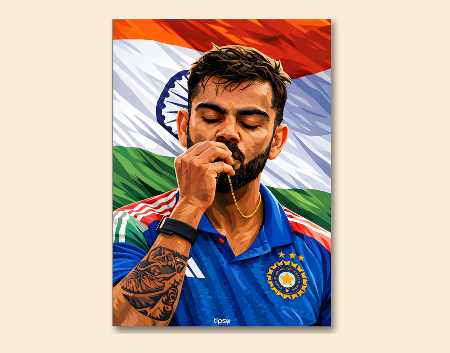 "VIRAT KOHLI 18 CRICKET FANBASE" -Shiny & Sturdy Metallic Poster Art That Pops & Sticks