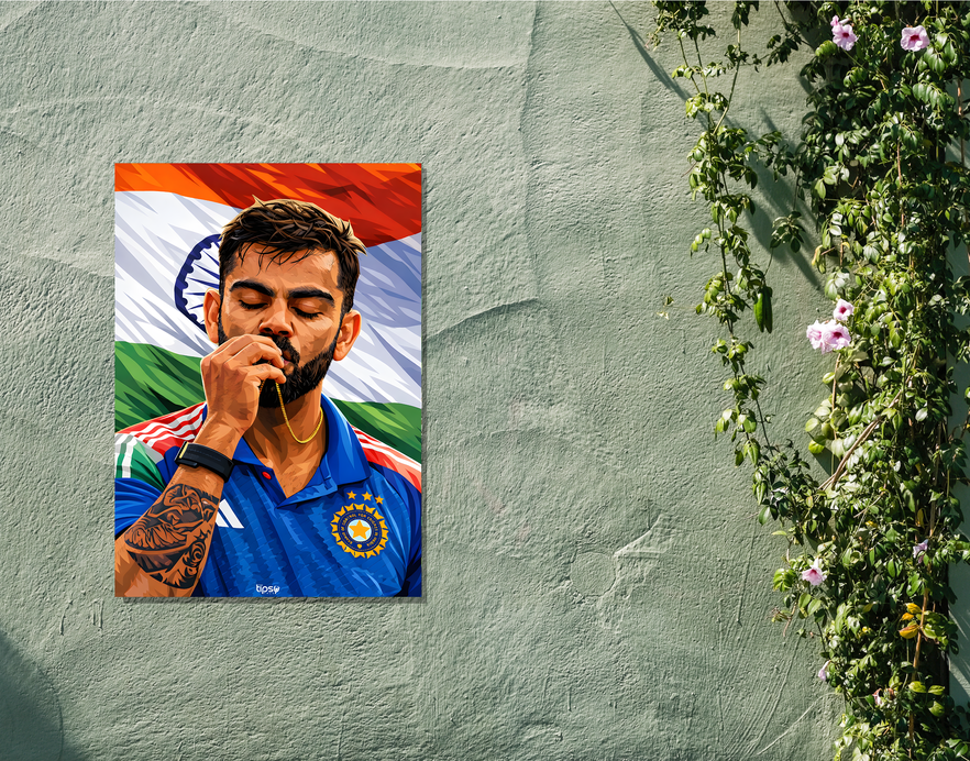 "VIRAT KOHLI 18 CRICKET FANBASE" -Shiny & Sturdy Metallic Poster Art That Pops & Sticks