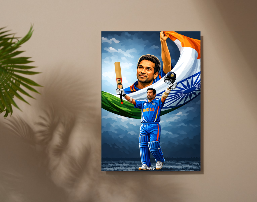 "SACHIN TENDULKAR CRICKET FANDOM" -Shiny & Sturdy Metallic Poster Art That Pops & Sticks