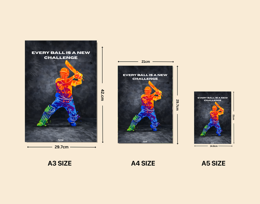 "EVERY BALL IS A NEW CHALLENGE" -Shiny & Sturdy Metallic Poster Art That Pops & Sticks