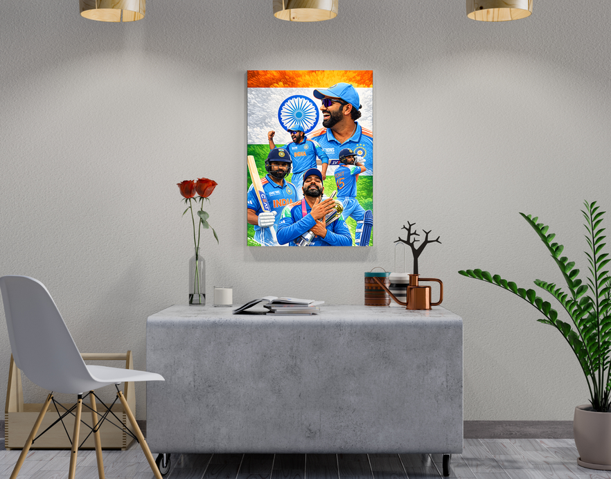 "CRICKET FANBASE ROHIT SHARMA" -Shiny & Sturdy Metallic Poster Art That Pops & Sticks