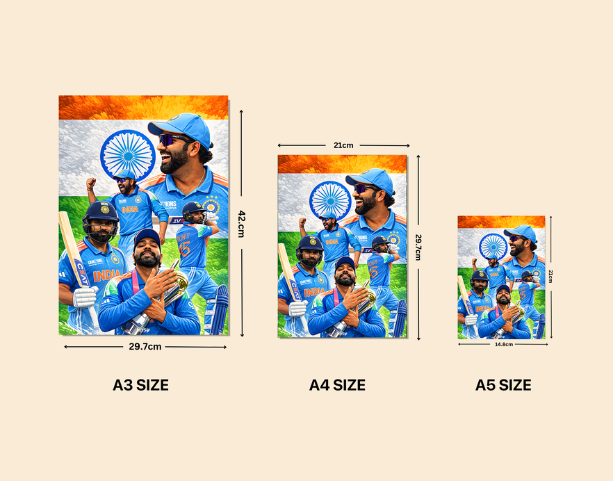 "CRICKET FANBASE ROHIT SHARMA" -Shiny & Sturdy Metallic Poster Art That Pops & Sticks