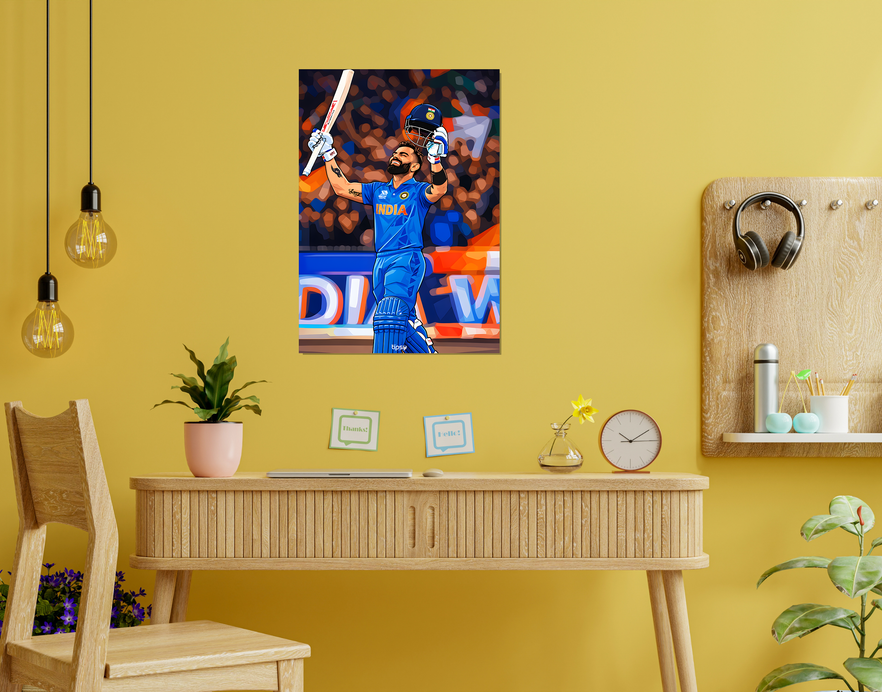 "VIRAT KOHLI 18 CRICKET FANSHIP" -Shiny & Sturdy Metallic Poster Art That Pops & Sticks