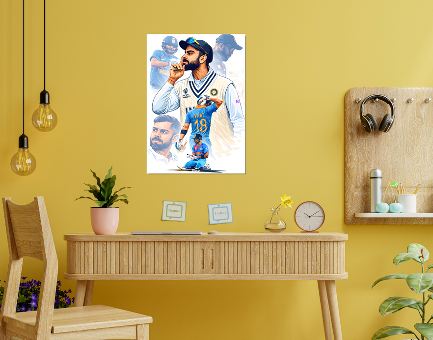 "CRICKET FANDOM 18 VIRAT KOHLI" -Shiny & Sturdy Metallic Poster Art That Pops & Sticks