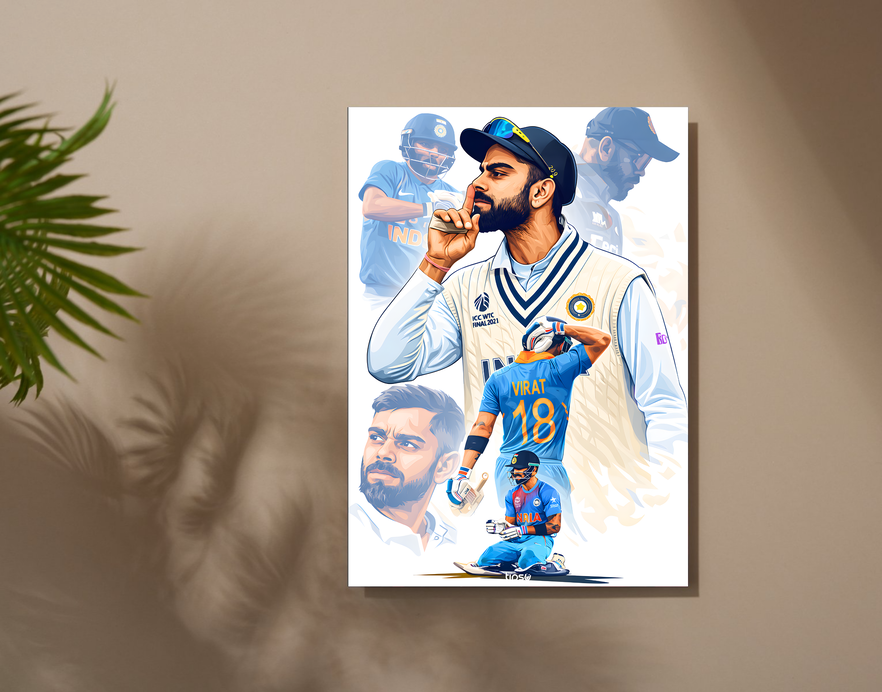 "CRICKET FANDOM 18 VIRAT KOHLI" -Shiny & Sturdy Metallic Poster Art That Pops & Sticks