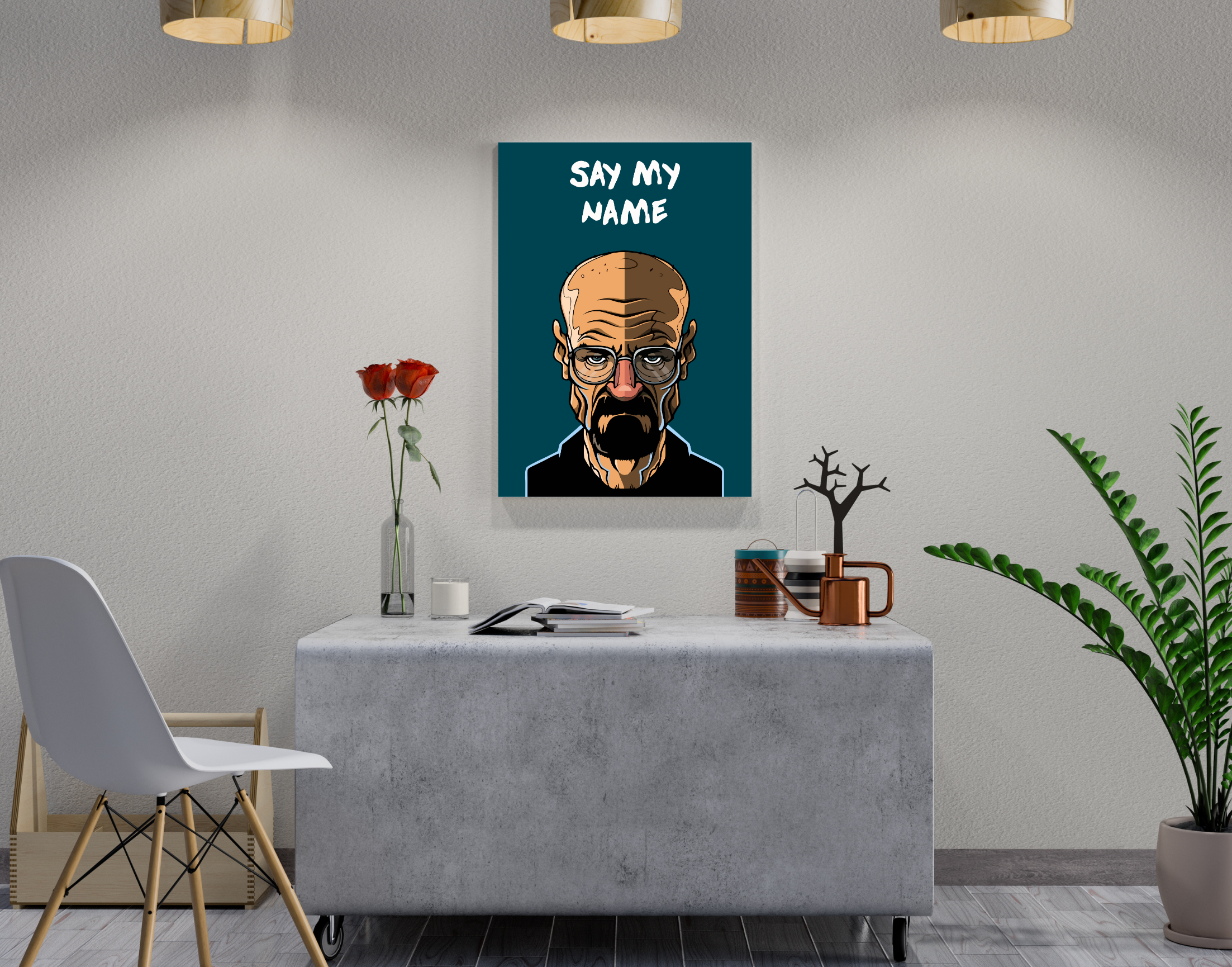 "SAY MY NAME- WALTER WHITE - BREAKING BAD"- Shiny & Sturdy Metallic Poster Art That Pops & Sticks (Literally!)