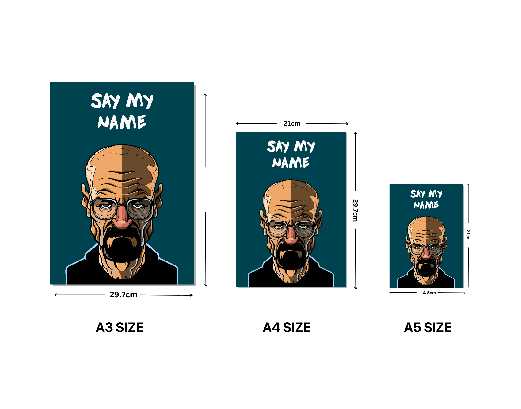 "SAY MY NAME- WALTER WHITE - BREAKING BAD"- Shiny & Sturdy Metallic Poster Art That Pops & Sticks (Literally!)