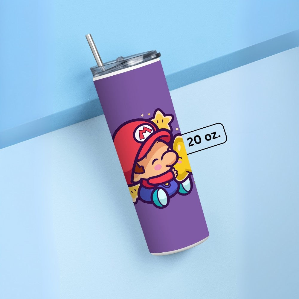 "Cute Mario- Gaming" Tumbler with Metal Straw