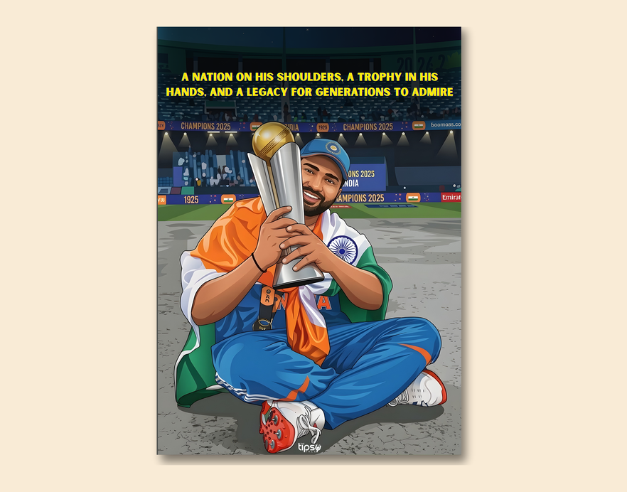 "ROHIT SHARMA 45 CRICKET FANDOM" -Shiny & Sturdy Metallic Poster Art That Pops & Sticks
