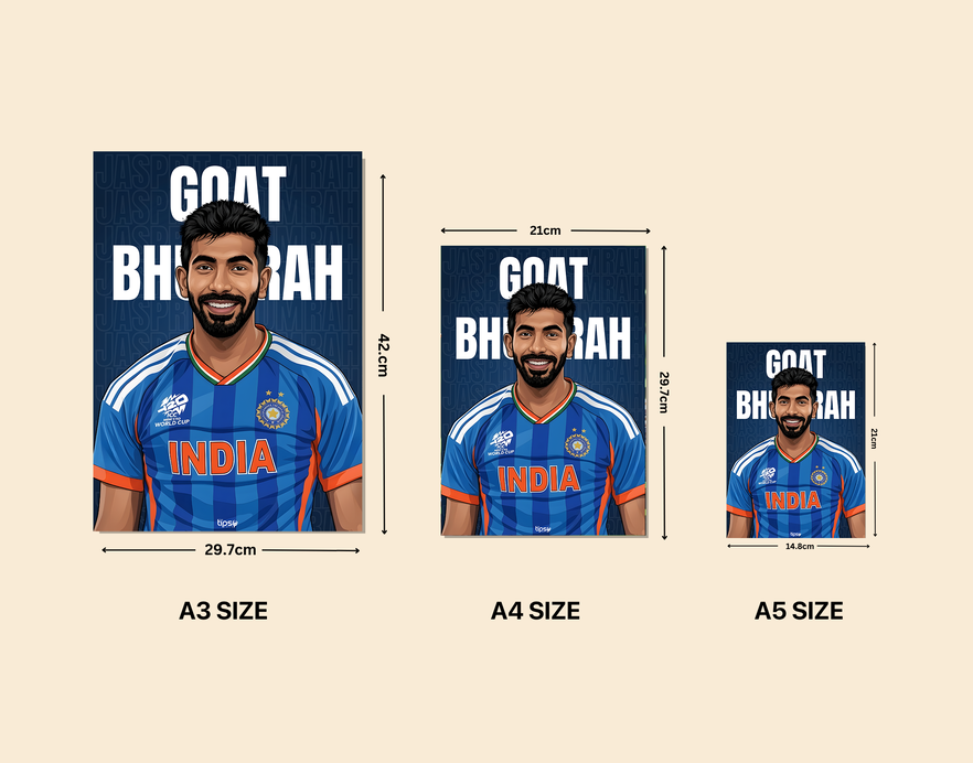 "GOAT 93 JASPRIT BHUMRAH " -Shiny & Sturdy Metallic Poster Art That Pops & Sticks