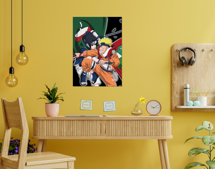 "SASUKE VS NARUTO" -Shiny & Sturdy Metallic Poster Art That Pops & Sticks