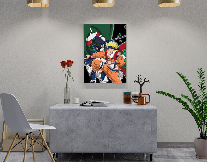"SASUKE VS NARUTO" -Shiny & Sturdy Metallic Poster Art That Pops & Sticks