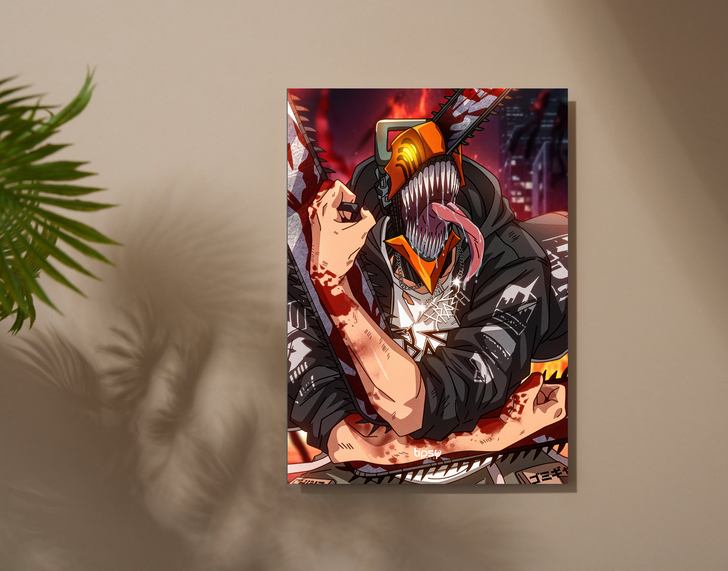 "DENJI BLOODY BADASS" -Shiny & Sturdy Metallic Poster Art That Pops & Sticks