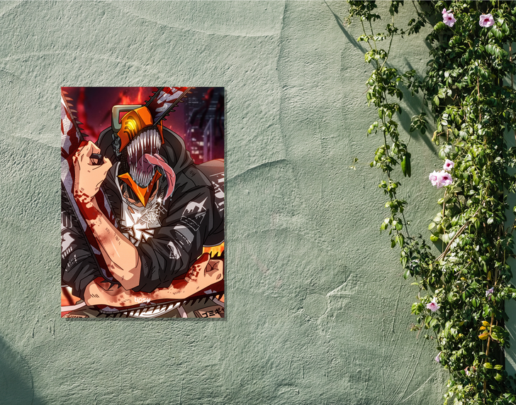 "DENJI BLOODY BADASS" -Shiny & Sturdy Metallic Poster Art That Pops & Sticks