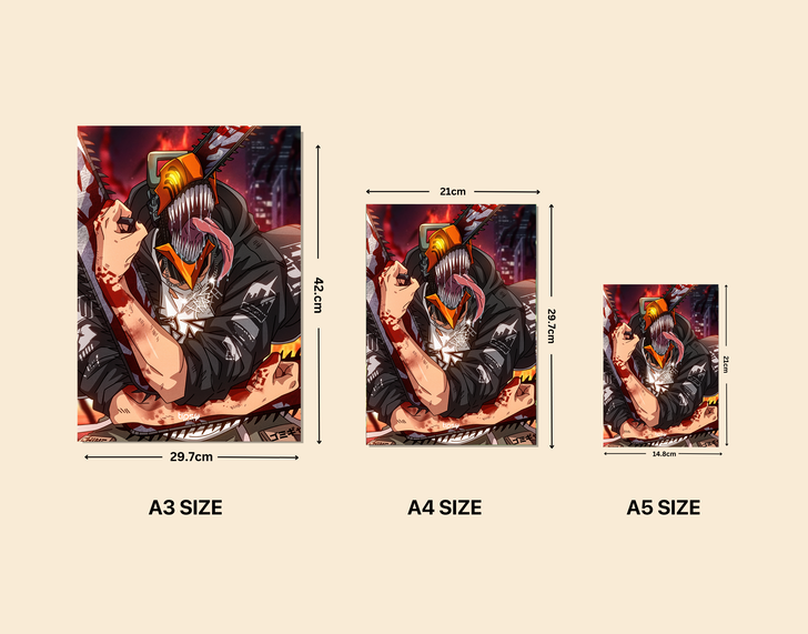 "DENJI BLOODY BADASS" -Shiny & Sturdy Metallic Poster Art That Pops & Sticks