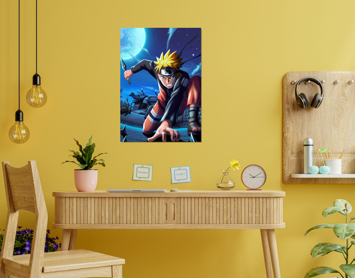 "NARUTO UZUMAKI ACTION POWER" -Shiny & Sturdy Metallic Poster Art That Pops & Sticks