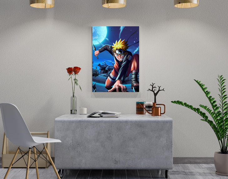 "NARUTO UZUMAKI ACTION POWER" -Shiny & Sturdy Metallic Poster Art That Pops & Sticks