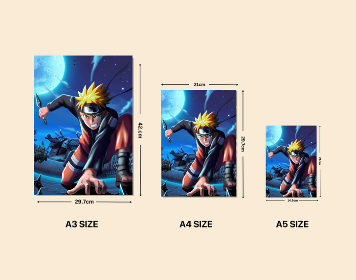 "NARUTO UZUMAKI ACTION POWER" -Shiny & Sturdy Metallic Poster Art That Pops & Sticks