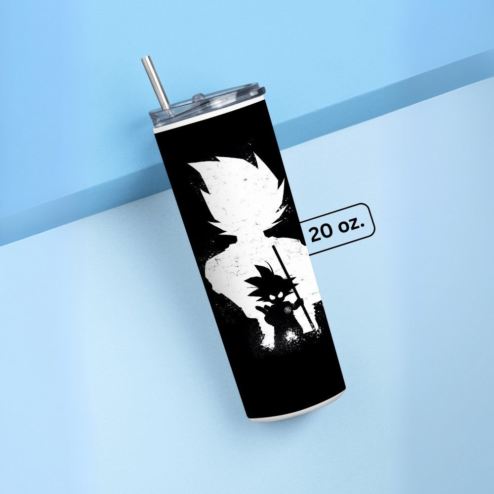 "Goku Black and White" Tumbler with Metal Straw