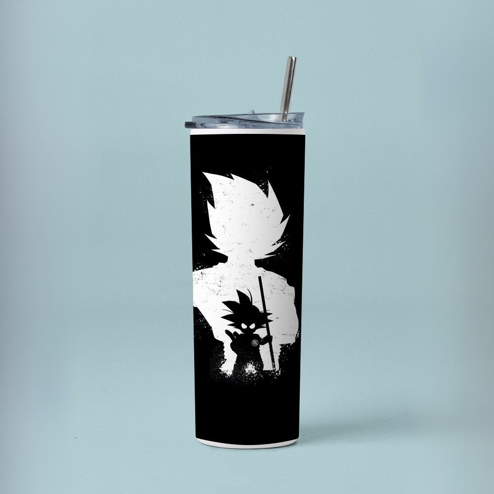 "Goku Black and White" Tumbler with Metal Straw