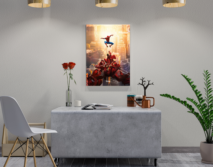 "SPIDERMAN VS NINJAS" -Shiny & Sturdy Metallic Poster Art That Pops & Sticks