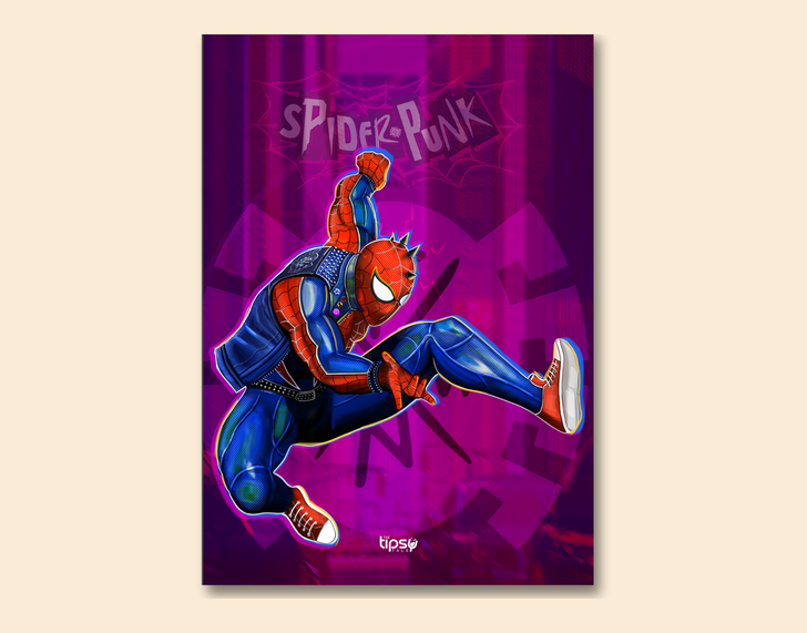 "SPIDER PUNK - MARVEL" -Shiny & Sturdy Metallic Poster Art That Pops & Sticks