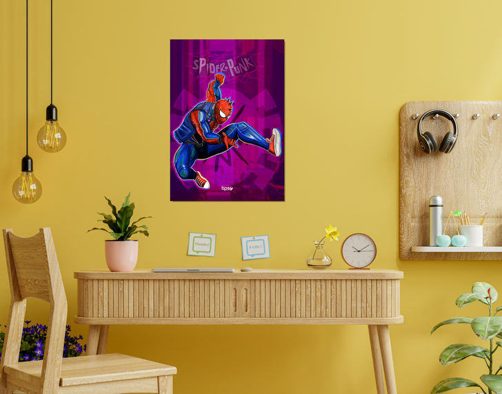 "SPIDER PUNK - MARVEL" -Shiny & Sturdy Metallic Poster Art That Pops & Sticks