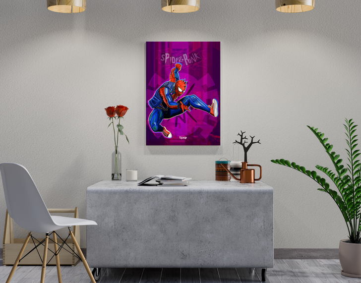 "SPIDER PUNK - MARVEL" -Shiny & Sturdy Metallic Poster Art That Pops & Sticks