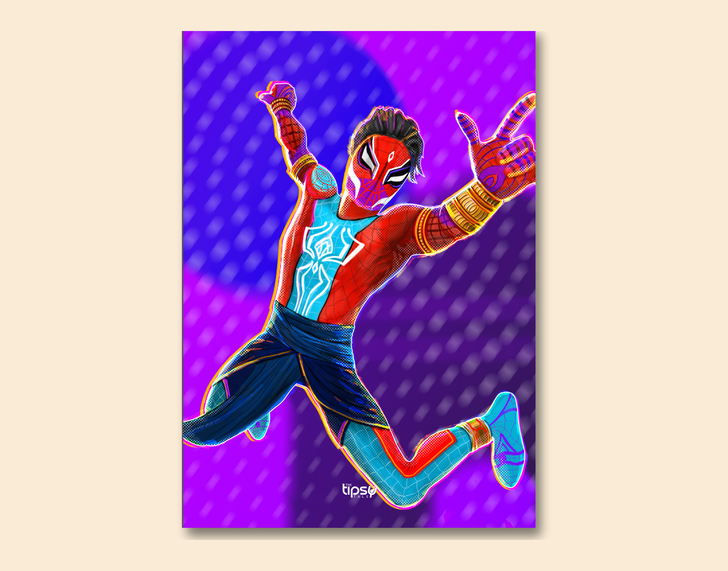 "PAVITHR PRABHKAR - INDIAN SPIDERMAN" -Shiny & Sturdy Metallic Poster Art That Pops & Sticks