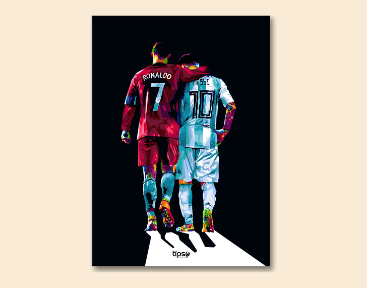 "GOAT REUNION - CR7 X LM10" -Shiny & Sturdy Metallic Poster Art That Pops & Sticks