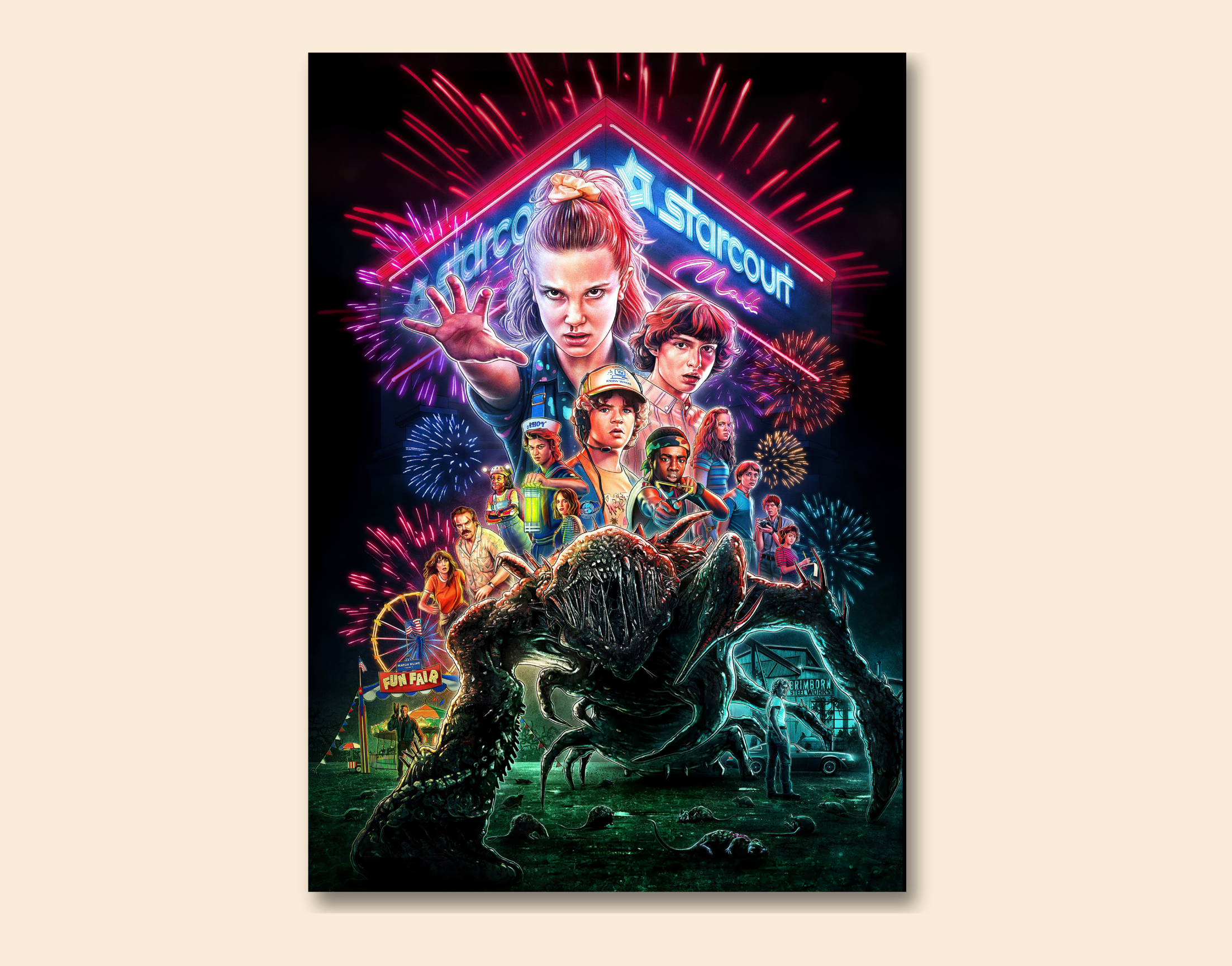 "STRANGER THINGS: STARCOURT"- Shiny & Sturdy Metallic Poster Art That Pops & Sticks (Literally!)